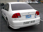Photo of Tucson-area students learning to drive in CNG Honda Civics.