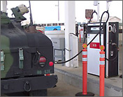 A Fort Leonard Wood tactical army vehicle fills up with B20.