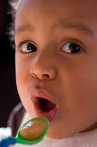 Baby Being Fed Baby Food