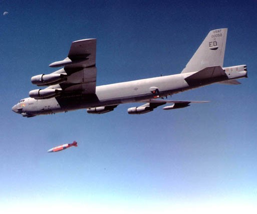 The B-52 drops a GBU-57A/B