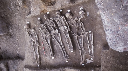 Five skeletal remains from the East Smithfield site (Photo: Museum of London)