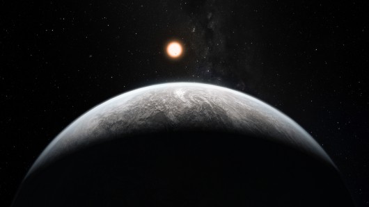 Artist's impression of the rocky super-Earth HD 85512 b - one of more than 50 new exoplane...